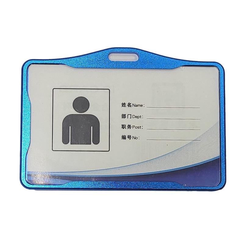 Premium Aluminium ID Card Holder-Horizontal-Blue